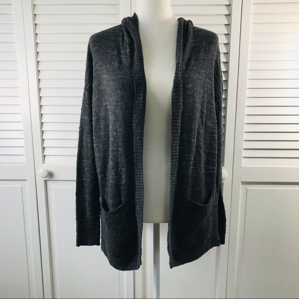 2/$25 AMERICAN EAGLE Dark Gray Petite Hooded Cardigan